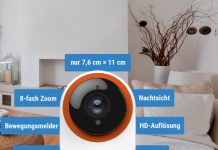 Zu den technischen Details der Smartfrog-Kamera in HD-Qualität zählen unter anderem Alarmfunktion und Bewegungsmelder. Bild: Smartfrog