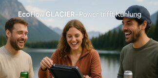 Personen trinken gekühltes Getränk aus der Kühlbox Ecoflow GLACIER