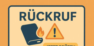 Rückruf wegen Brandgefahr wird angezeigt