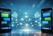 zwei Smartphones gegen&uuml;ber - Symbol f&uuml;r direkte Kommunikation