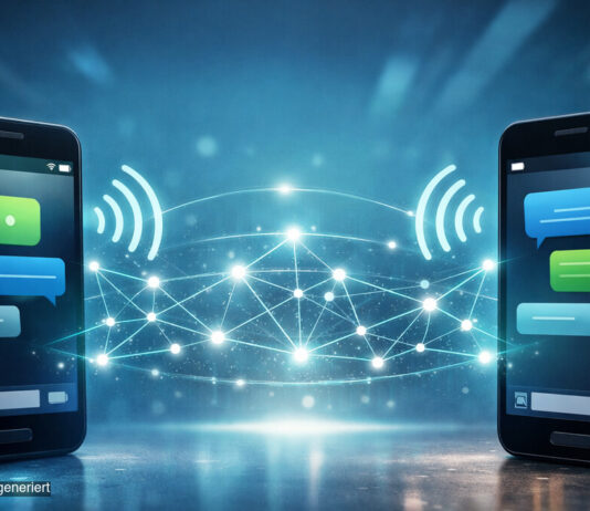 zwei Smartphones gegen&uuml;ber - Symbol f&uuml;r direkte Kommunikation